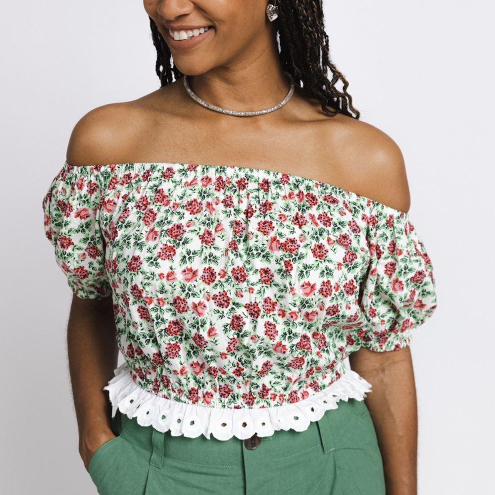 Batsheva Abby floral cropped blouse